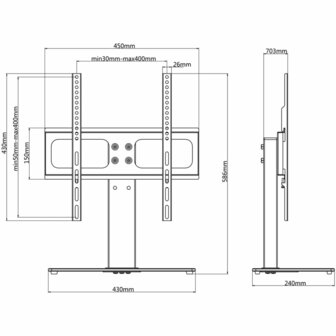 TV-standaard voor 26-42 inch scherm 30 kg Max VESA 400x400 mm 6