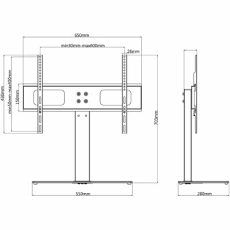 Tv-beugel met basis 600x400 mm 32&quot;-70&quot; 6