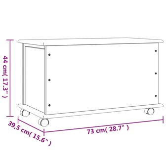 Opbergkist met wielen ALTA 73x39,5x44 cm massief grenenhout 9