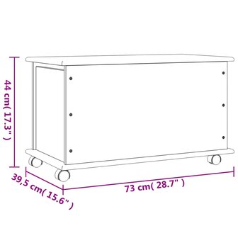 Opbergkist met wielen ALTA 73x39,5x44 cm massief grenenhout wit 8