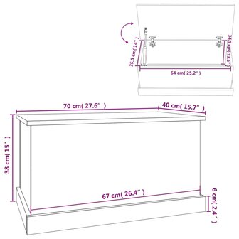 Opbergbox 70x40x38 cm bewerkt hout hoogglans wit 10