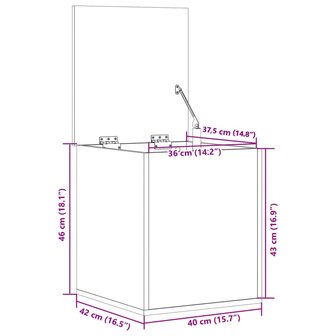 Opbergbox 40x42x46 cm bewerkt hout zwart 11