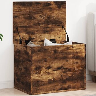 Opbergbox 60x42x46 cm bewerkt hout gerookt eikenkleurig 1