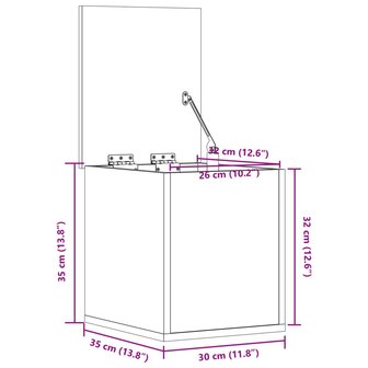 Opbergbox 30x35x35 cm bewerkt hout bruin eikenkleur 11