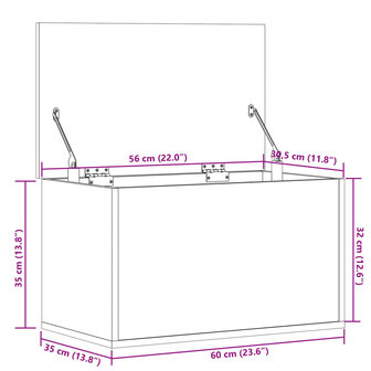 Opbergbox 60x35x35 cm bewerkt hout wit 11