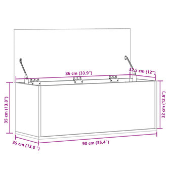 Opbergbox 90x35x35 cm bewerkt hout bruin eikenkleur 11