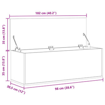 Opbergbox 102x35x35 cm bewerkt hout zwart 11