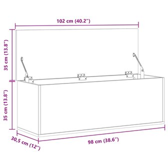 Opbergbox 102x35x35 cm bewerkt hout betongrijs 11