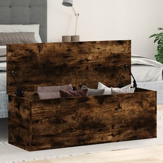 Opbergbox 102x35x35 cm bewerkt hout gerookt eikenkleurig 1