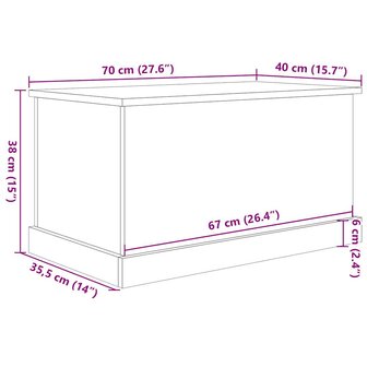 Opbergbox 70x40x38 cm bewerkt hout artisanaal eikenkleurig 12