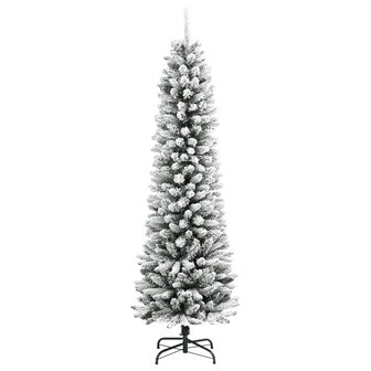 Kunstkerstboom met sneeuw smal 210 cm PVC en PE 2