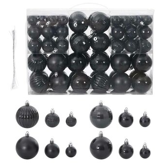 Kerstballen 100 st &Oslash;3/4/6 cm zwart 1