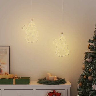 Kerstverlichting sneeuwpop silhouet 2 st 35 LEDs warm wit 2