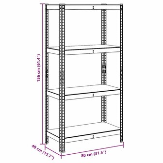 Opbergrek 4-laags staal en bewerkt hout blauw 12