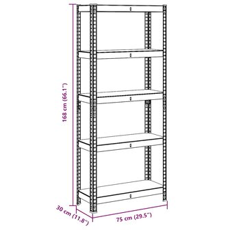 Opbergrek 5-laags staal &amp; bewerkt hout blauw 12