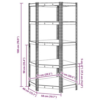 Hoekrek 5-laags staal en bewerkt hout zilverkleurig 11