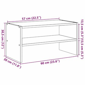 Schoenenrek stapelbaar 60x30x30,5 cm bruin eikenkleur 9