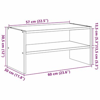 Schoenenrek stapelbaar 60x30x30,5 cm artisanaal eikenkleurig 9