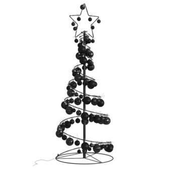 Kerstboom lichtkegel met kerstballen 80 LED&amp;apos;s warmwitte 120 cm 1