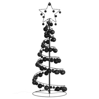 Kerstboom lichtkegel met kerstballen 80 LED&amp;apos;s warmwitte 120 cm 3