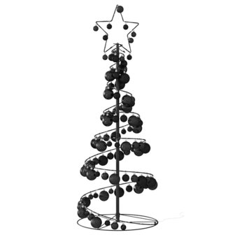 Kerstboom lichtkegel met kerstballen 80 LED&amp;apos;s warmwitte 120 cm 5