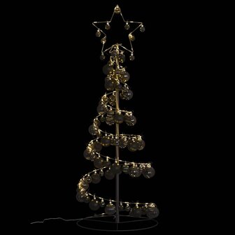 Kerstboom lichtkegel met kerstballen 80 LED&amp;apos;s warmwitte 120 cm 6