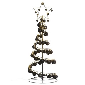 Kerstboom lichtkegel met kerstballen 80 LED&amp;apos;s warmwitte 120 cm 7