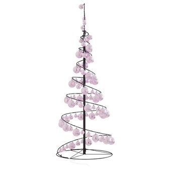 Kerstboom lichtkegel met kerstballen 80 LED&amp;apos;s warmwitte 120 cm 4