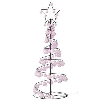 Kerstboom lichtkegel met kerstballen 80 LED&amp;apos;s warmwitte 120 cm 5