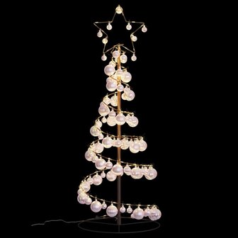 Kerstboom lichtkegel met kerstballen 80 LED&amp;apos;s warmwitte 120 cm 6