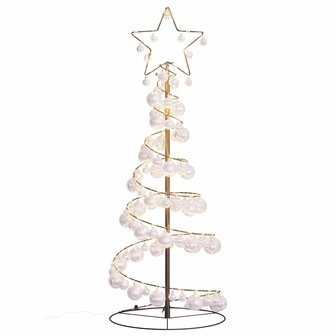 Kerstboom lichtkegel met kerstballen 80 LED&amp;apos;s warmwitte 120 cm 7