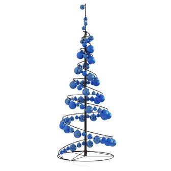 Kerstboom lichtkegel met kerstballen 80 LED&amp;apos;s warmwitte 120 cm 4