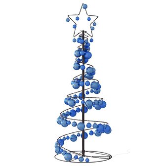 Kerstboom lichtkegel met kerstballen 80 LED&amp;apos;s warmwitte 120 cm 5