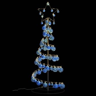 Kerstboom lichtkegel met kerstballen 80 LED&amp;apos;s warmwitte 120 cm 6