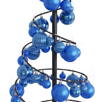 Kerstboom lichtkegel met kerstballen 80 LED&amp;apos;s warmwitte 120 cm 9