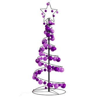 Kerstboom lichtkegel met kerstballen 80 LED&amp;apos;s warmwitte 120 cm 1