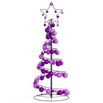 Kerstboom lichtkegel met kerstballen 80 LED&amp;apos;s warmwitte 120 cm 3