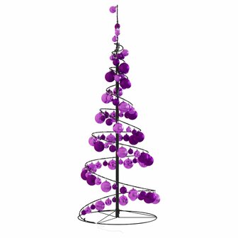 Kerstboom lichtkegel met kerstballen 80 LED&amp;apos;s warmwitte 120 cm 4