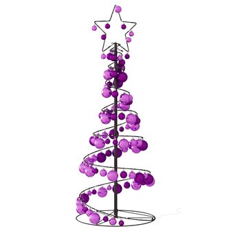 Kerstboom lichtkegel met kerstballen 80 LED&amp;apos;s warmwitte 120 cm 5