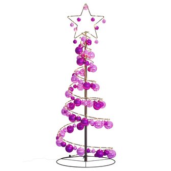 Kerstboom lichtkegel met kerstballen 80 LED&amp;apos;s warmwitte 120 cm 7