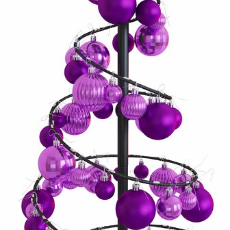 Kerstboom lichtkegel met kerstballen 80 LED&amp;apos;s warmwitte 120 cm 9