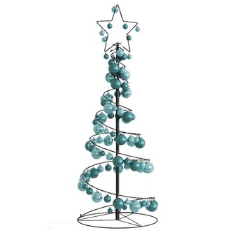 Kerstboom lichtkegel met kerstballen 80 LED&amp;apos;s warmwitte 120 cm 1