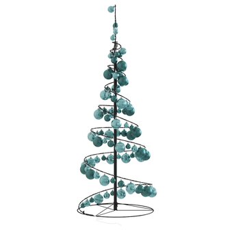 Kerstboom lichtkegel met kerstballen 80 LED&amp;apos;s warmwitte 120 cm 4