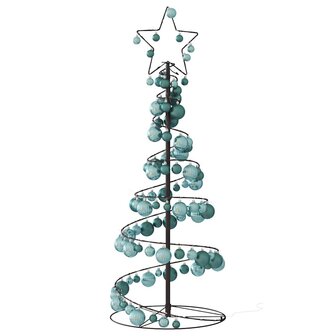 Kerstboom lichtkegel met kerstballen 80 LED&amp;apos;s warmwitte 120 cm 5