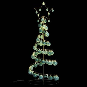 Kerstboom lichtkegel met kerstballen 80 LED&amp;apos;s warmwitte 120 cm 6