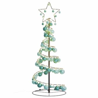 Kerstboom lichtkegel met kerstballen 80 LED&amp;apos;s warmwitte 120 cm 7