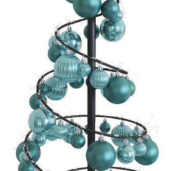 Kerstboom lichtkegel met kerstballen 80 LED&amp;apos;s warmwitte 120 cm 9