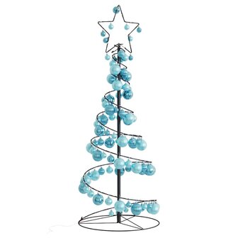 Kerstboom lichtkegel met kerstballen 80 LED&amp;apos;s warmwitte 120 cm 1