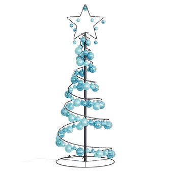 Kerstboom lichtkegel met kerstballen 80 LED&amp;apos;s warmwitte 120 cm 3