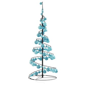 Kerstboom lichtkegel met kerstballen 80 LED&amp;apos;s warmwitte 120 cm 4